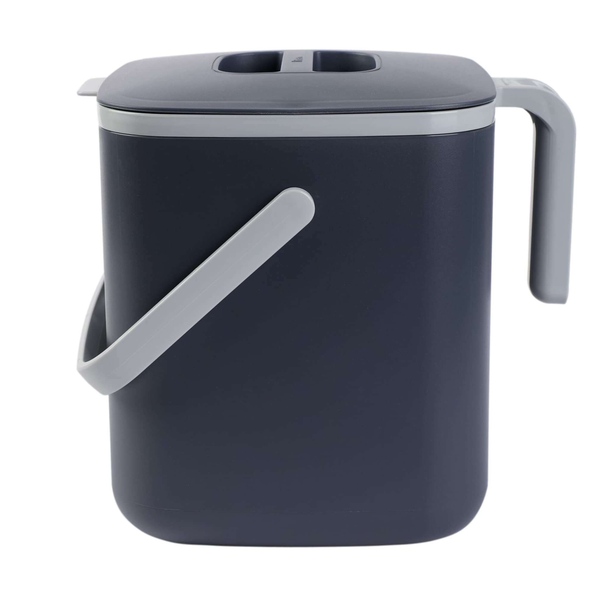Blue Ginkgo front view of dark grey compost bin showing compact design and clean lines