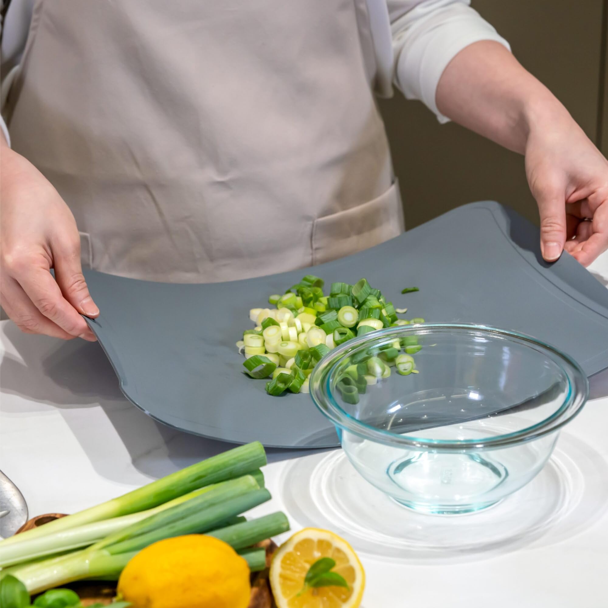 BLUE GINKGO mat hanging on hook to show space-saving storage and convenience benefit