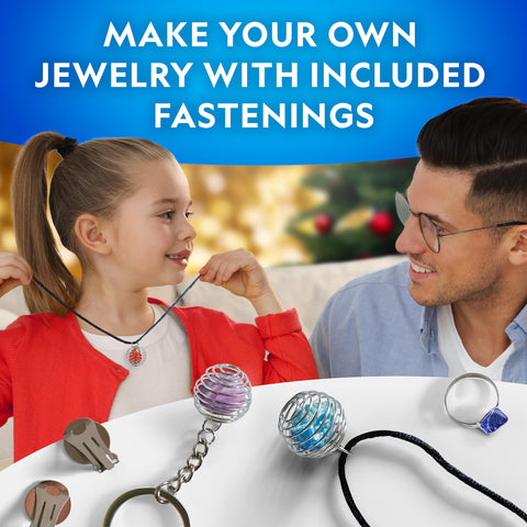 Blue Marble gemstones mounted in jewelry settings ready to wear — sparks creativity and craft