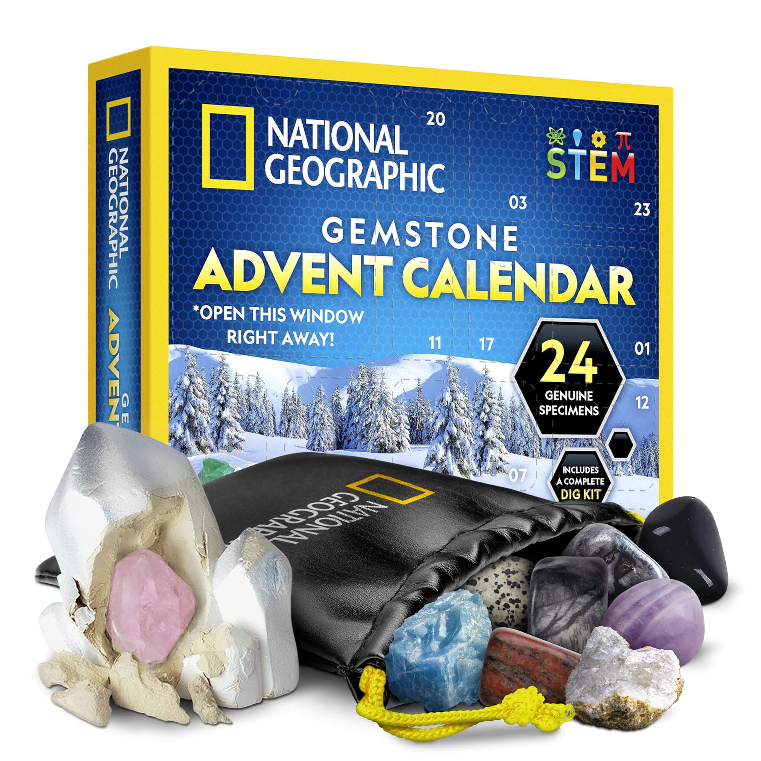 Blue Marble calendar front view showing colorful gem illustrations and daily windows — visual excitement
