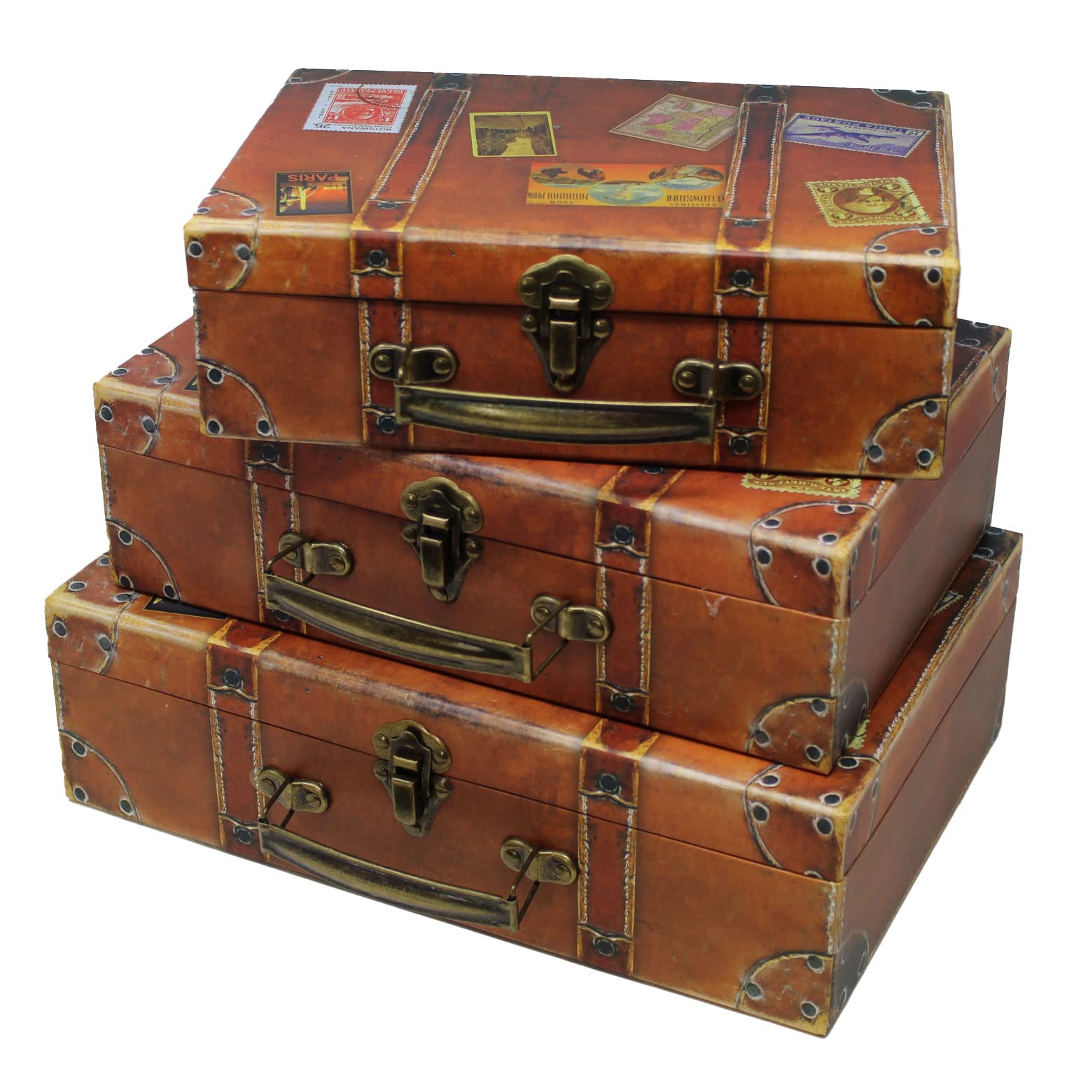 Blue Orchards front view of three suitcase boxes showing colorful design and storage appeal