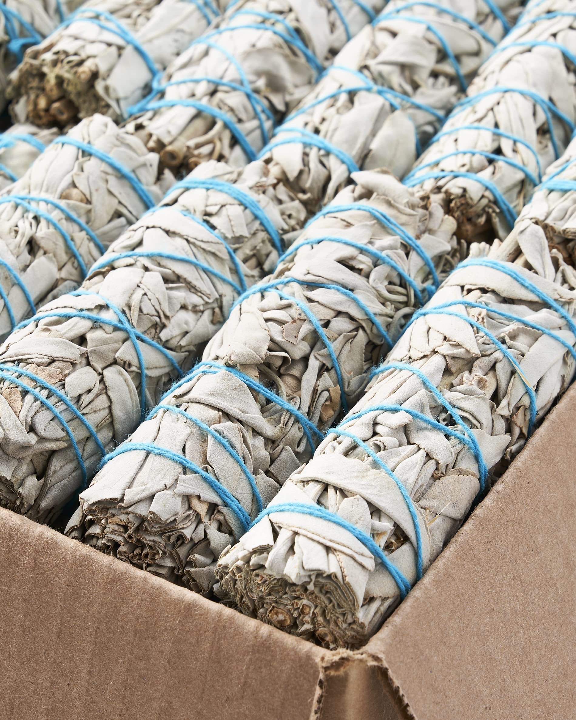 Blue River Sage smudge stick burning in a heatproof bowl demonstrating safe use