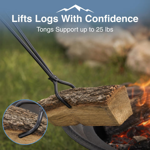 Blue Sky Outdoor Living close-up of tongs jaws and steel, precise grip and heavy-duty strength