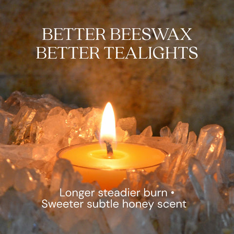 Bluecorn Beeswax side view of cotton wick assuring steady flame