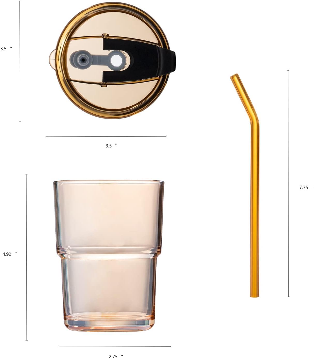 BLUEPOLAR glass straw and dustproof lid assembled demonstrating spill protection