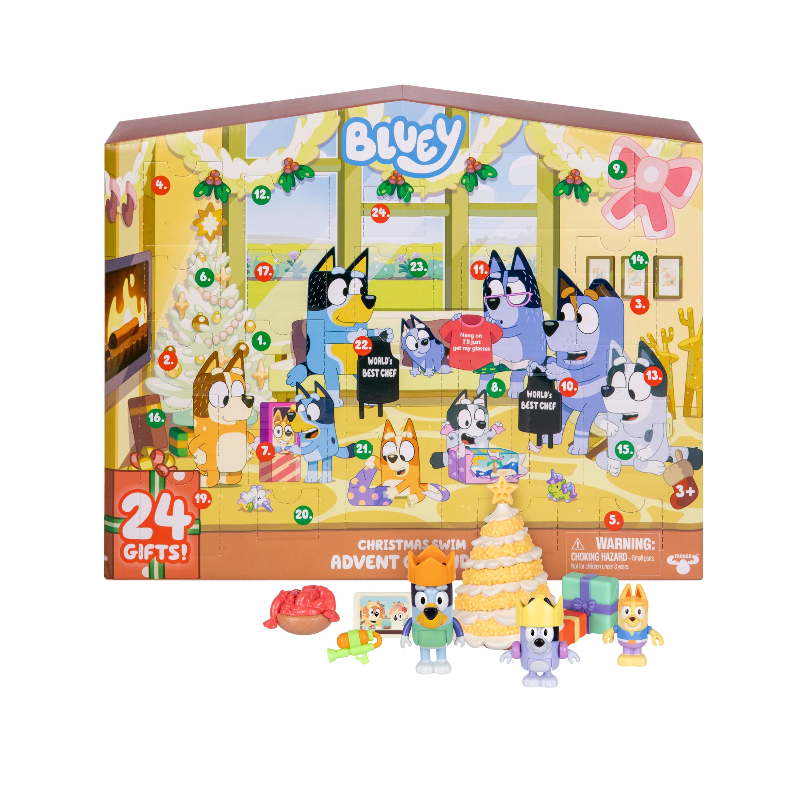 Bluey advent calendar front packaging showing festive artwork and countdown windows