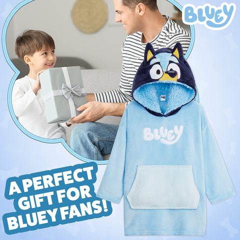 Bluey back and sleeve pattern display with clear Bluey design appeal