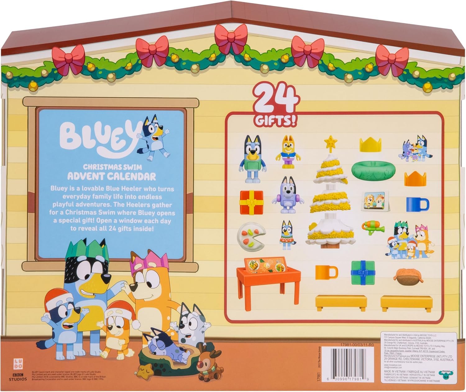 Bluey calendar open windows arrangement showcasing revealed toys and display ideas