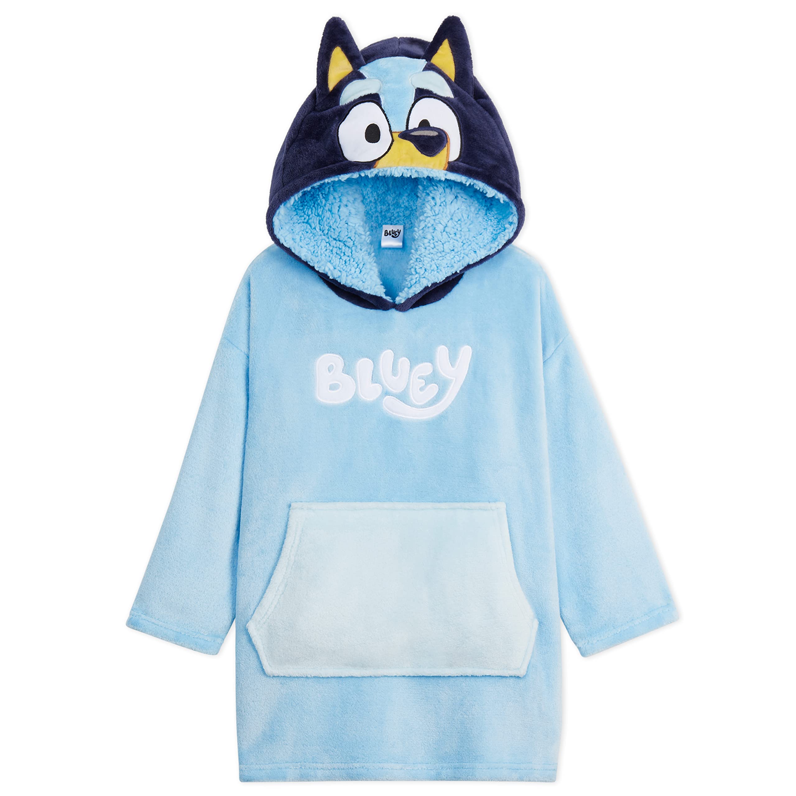 Bluey front view hoodie showing character print and roomy fit for comfort