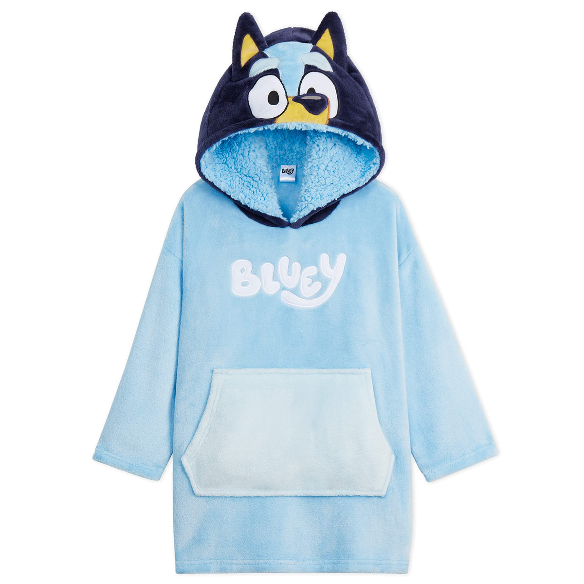 Bluey front view hoodie showing character print and roomy fit for comfort