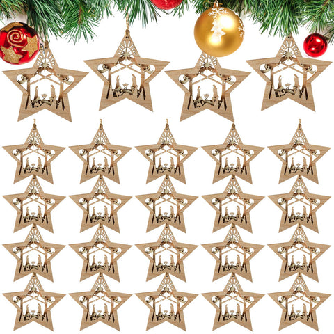 Blulu star ornaments on tree showing warm handmade charm and coordinated look