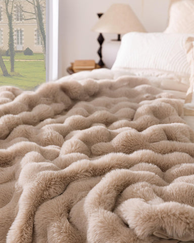 blunique close-up of faux rabbit fur texture highlighting plush softness
