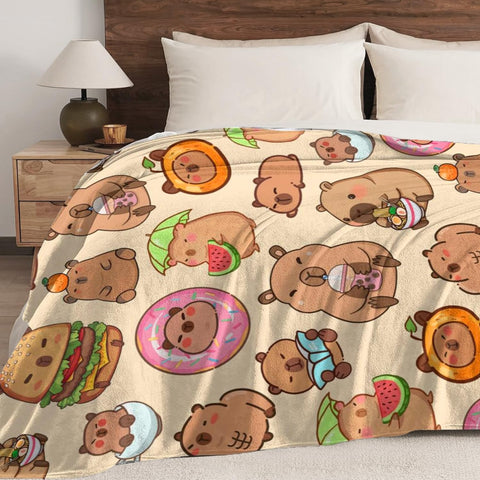 Bmaows capybara blanket hem and print detail showing quality stitching and durable finish