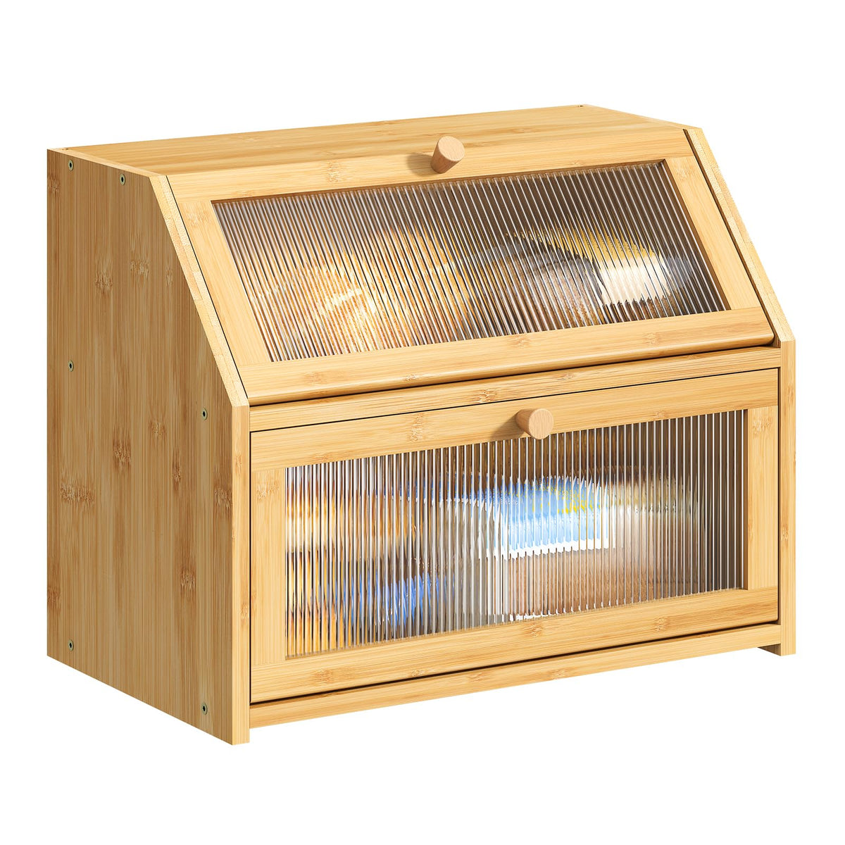 BMOSU front view bamboo bread box showing clean countertop storage benefit