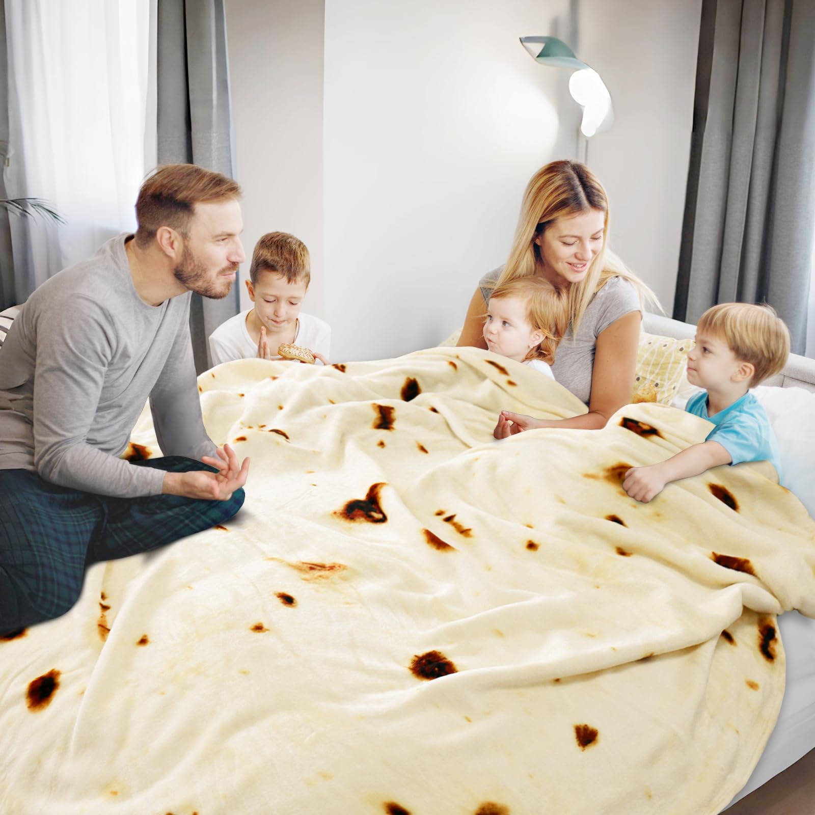 Bnuitland burrito blanket front view showing realistic tortilla print and cozy appeal