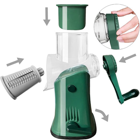 BNUNWISH grating cheese with crank showing time-saving performance
