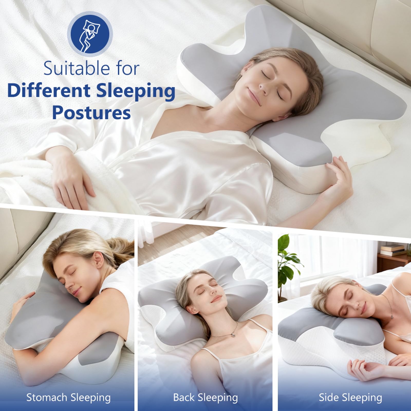 BNXIANG pillow on bed in bedroom lifestyle for restful sleep benefit