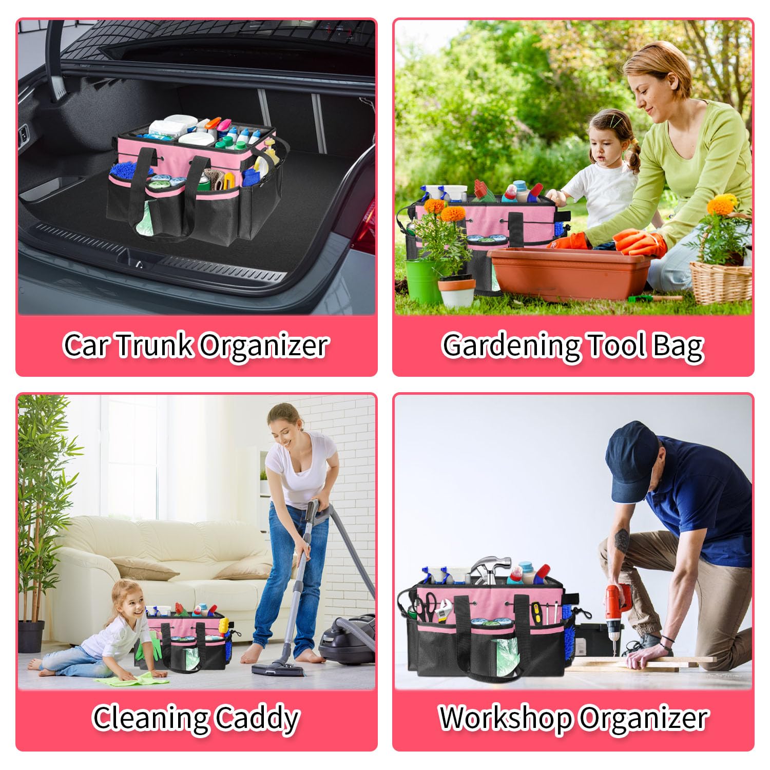 Boczif caddy beside cleaning tools to show scale and practical capacity
