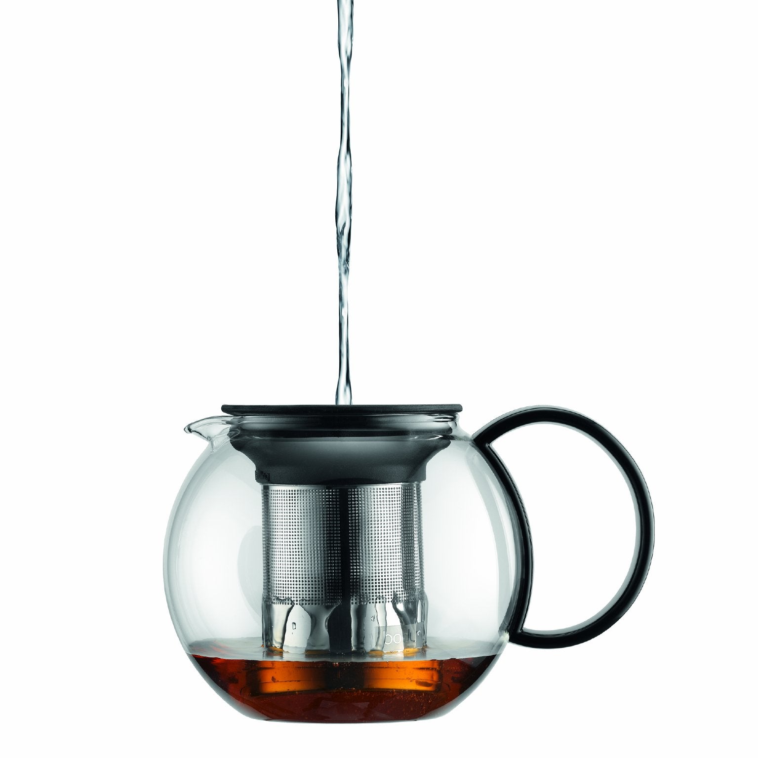 Bodum Assam pouring in use into cup, convenient controlled serving benefit