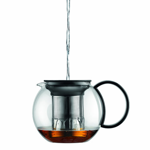 Bodum Assam pouring in use into cup, convenient controlled serving benefit