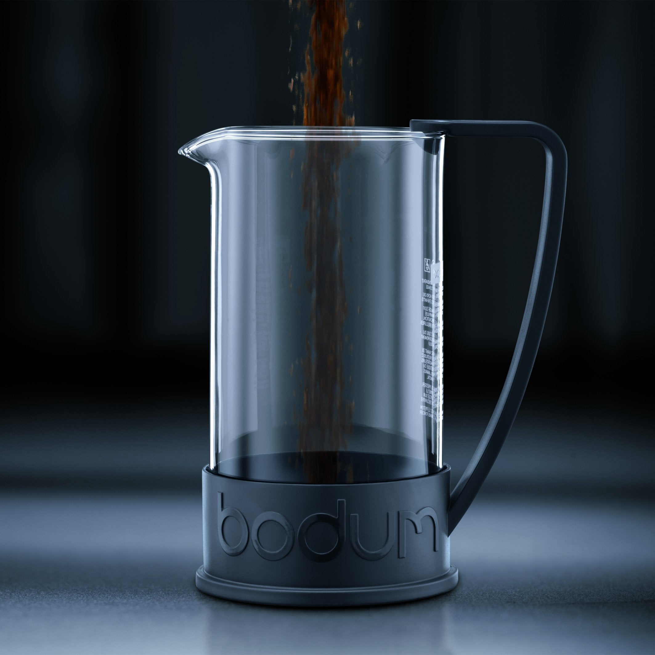 Bodum Brazil stainless-steel plunger detail highlighting smooth pressing action