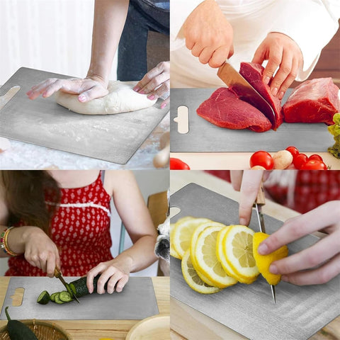 Boenim cutting board in use chopping vegetables for easy cleanup