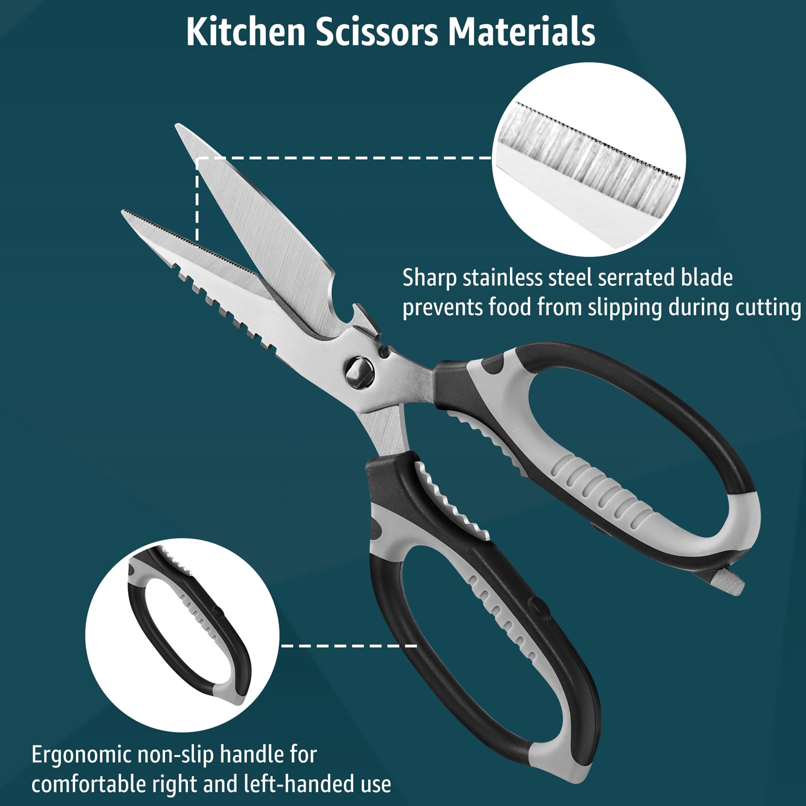 BoFuYuan kitchen scissors cutting chicken to show heavy-duty food performance