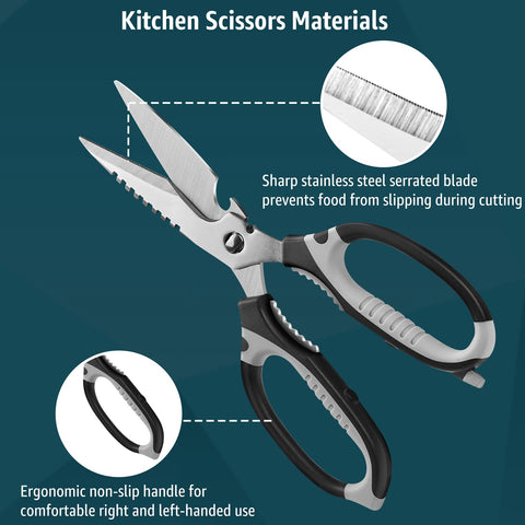 BoFuYuan kitchen scissors cutting chicken to show heavy-duty food performance