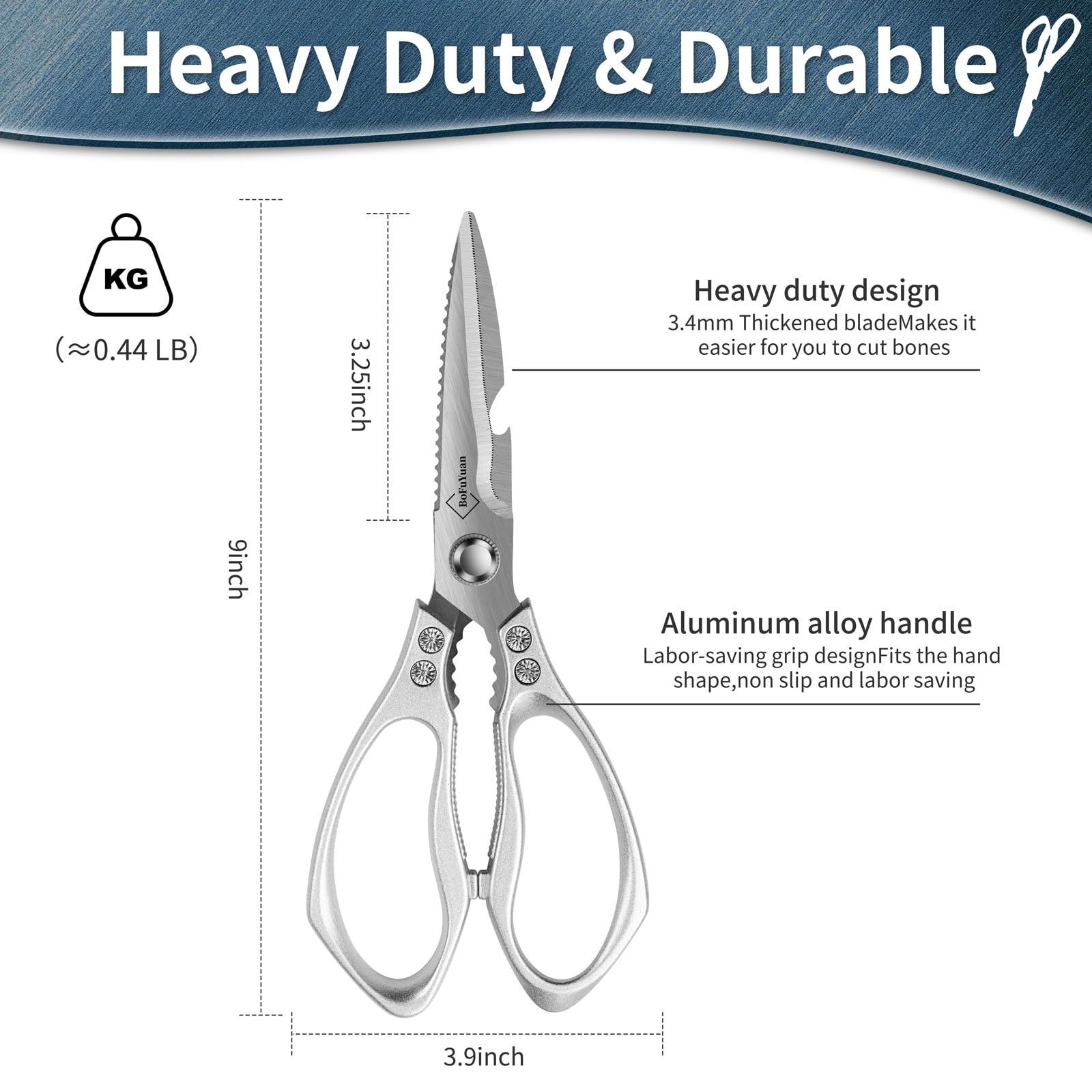 BoFuYuan shears beside a hand demonstrating compact scale