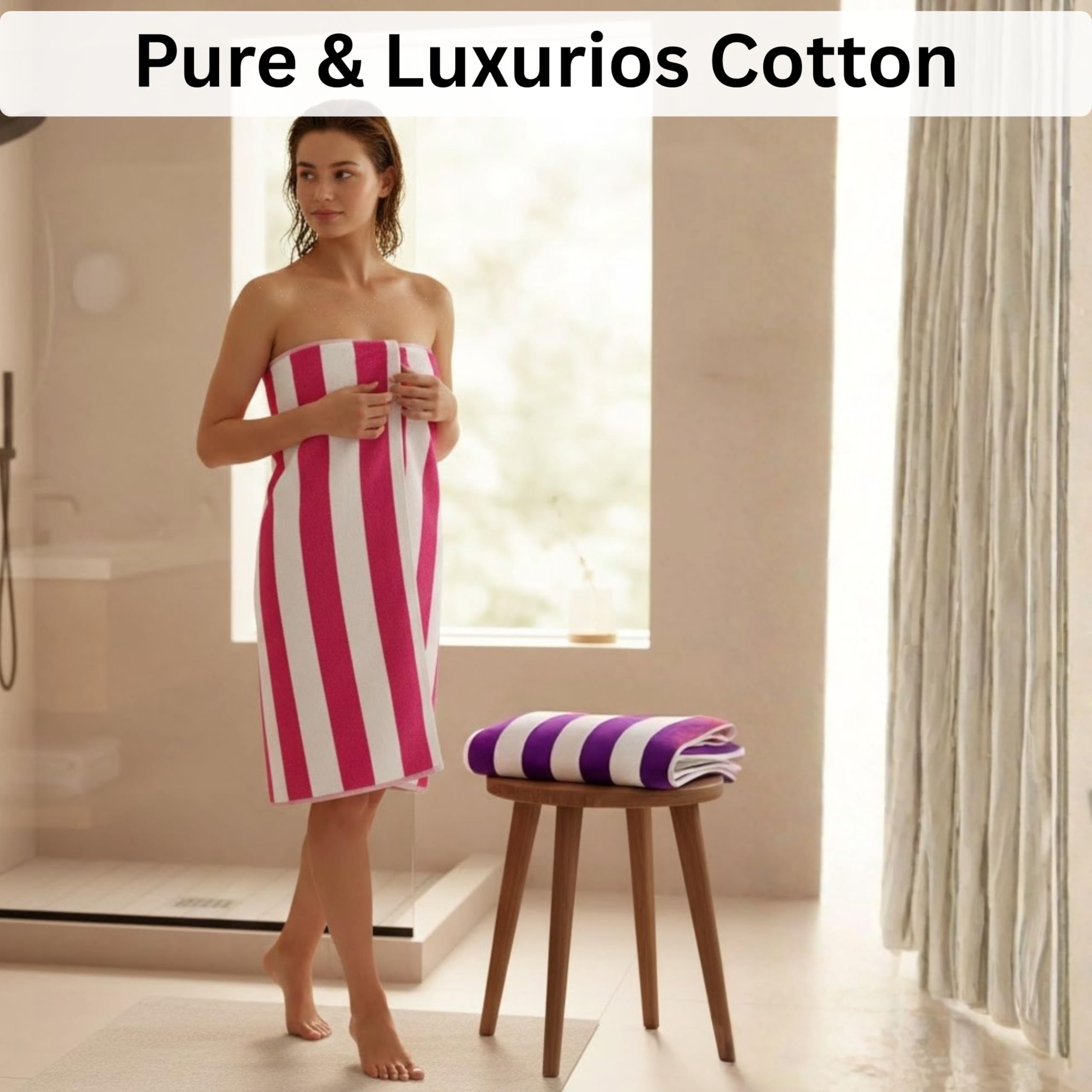 BolBom towel beside lounge chair showing 30x60 size scale and travel convenience