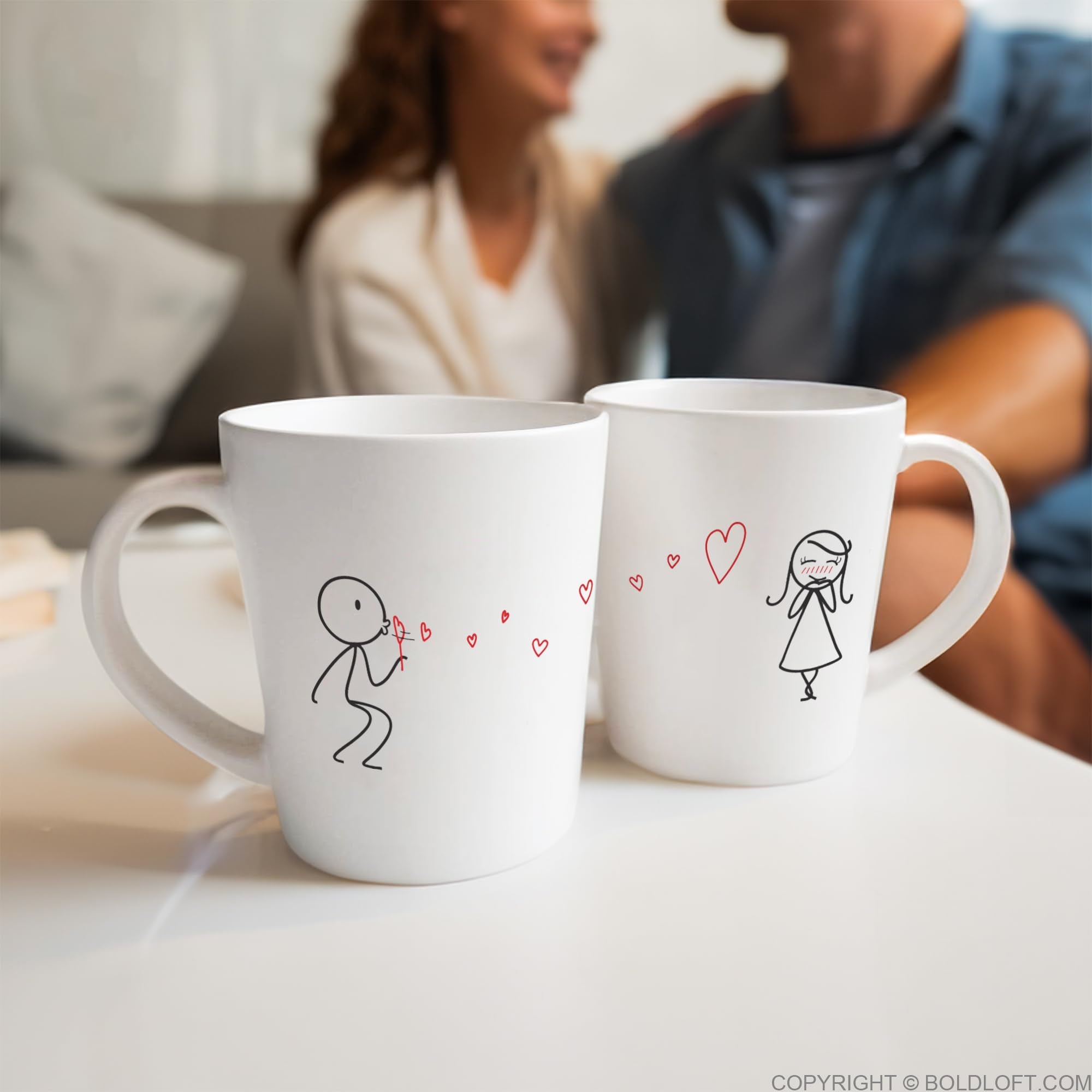 BoldLoft full design across both mugs emphasizing unified romantic artwork