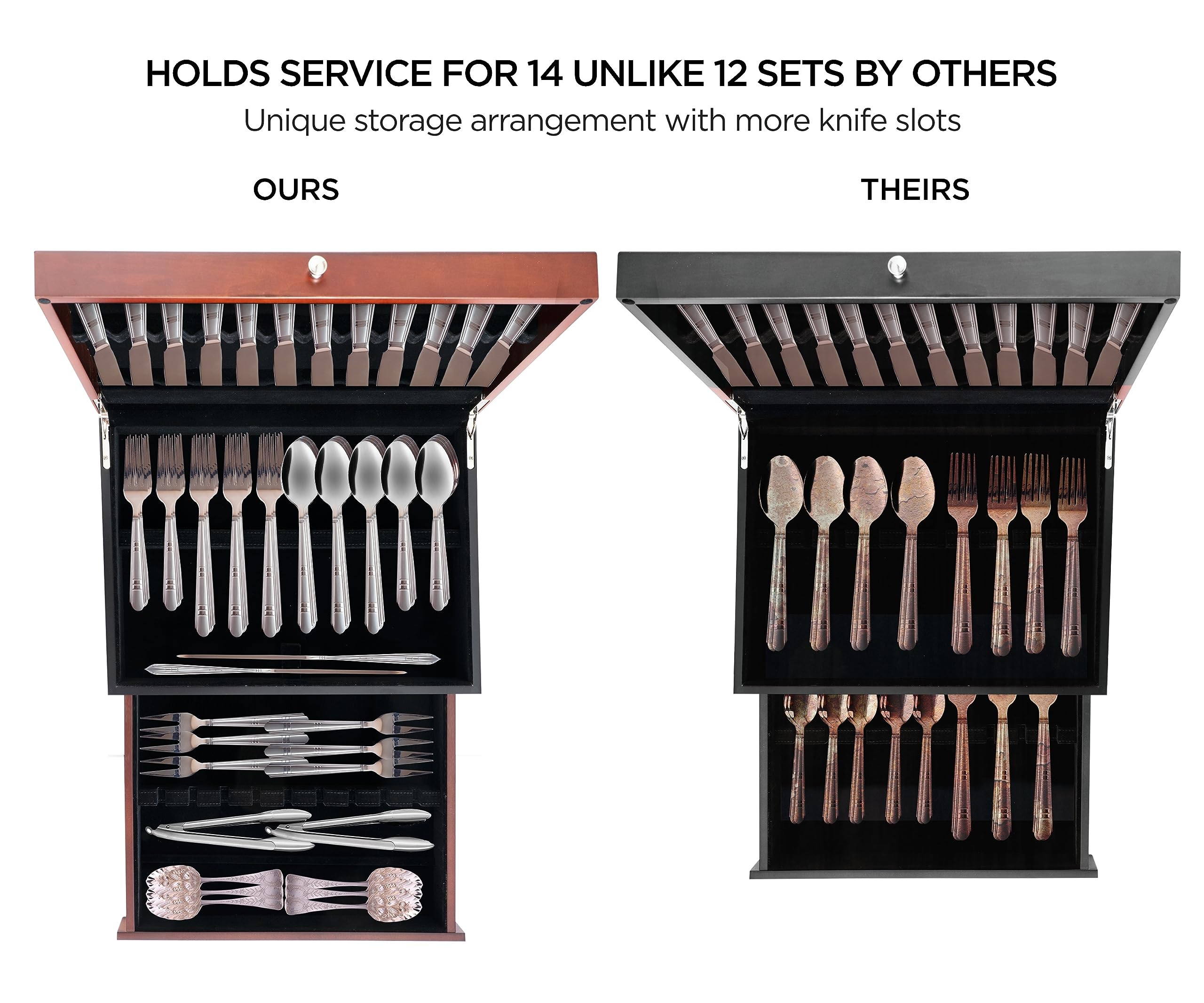 boldworks drawer with serving utensils demonstrating extra storage capacity