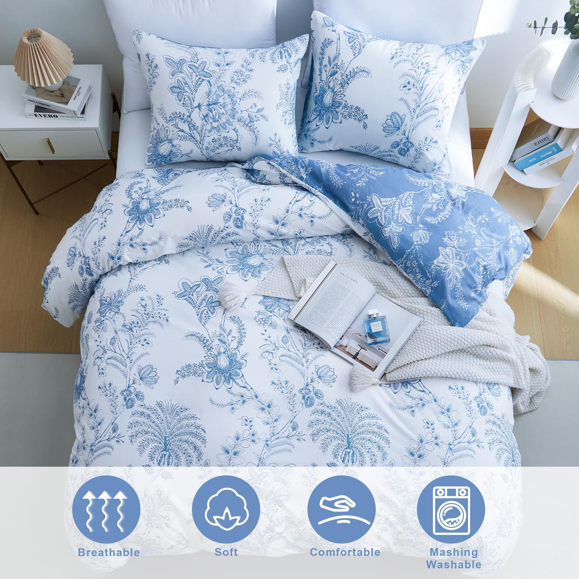 BOLINLIVING corner tie and zipper detail keeping the comforter secure and aligned
