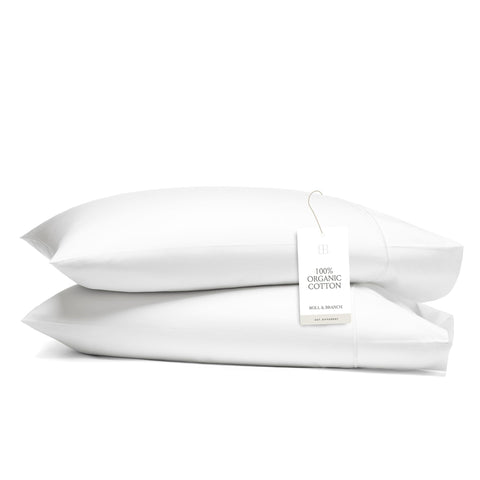 BOLL & BRANCH front packaging showing white pillowcases and premium presentation