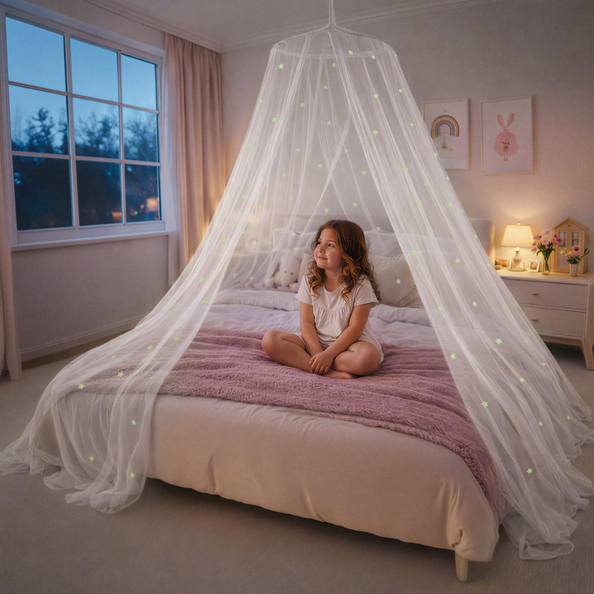 Bollepo front view canopy ceiling mounted showing dreamy private nook benefit