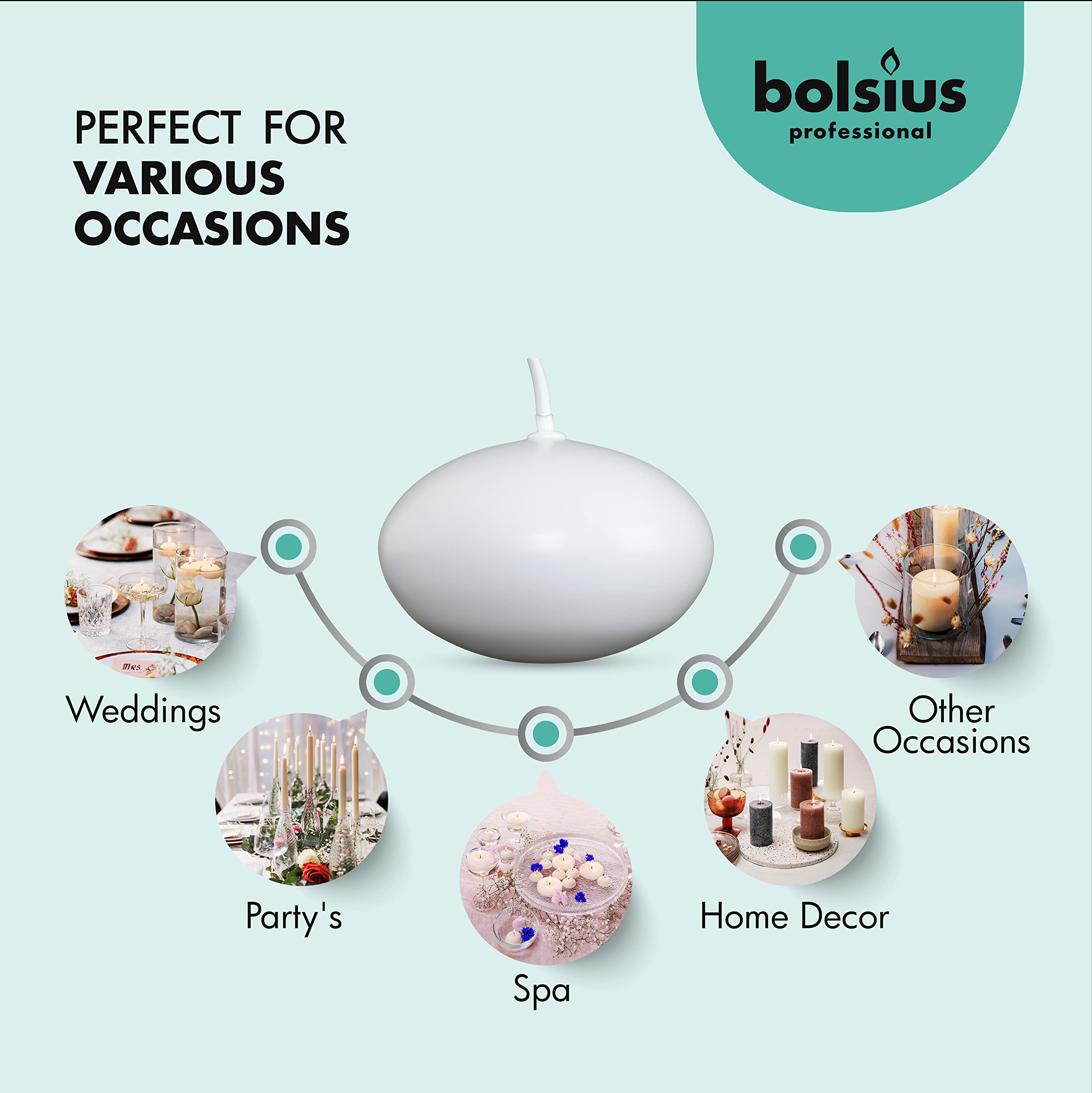 Bolsius floating candles in clear glass vase creating elegant centerpiece benefit