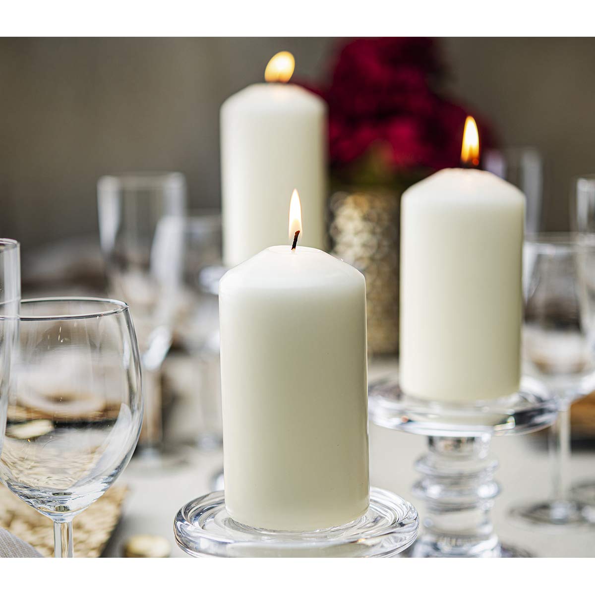 Bolsius candles burning in holder with steady flame benefit: reliable ambient light