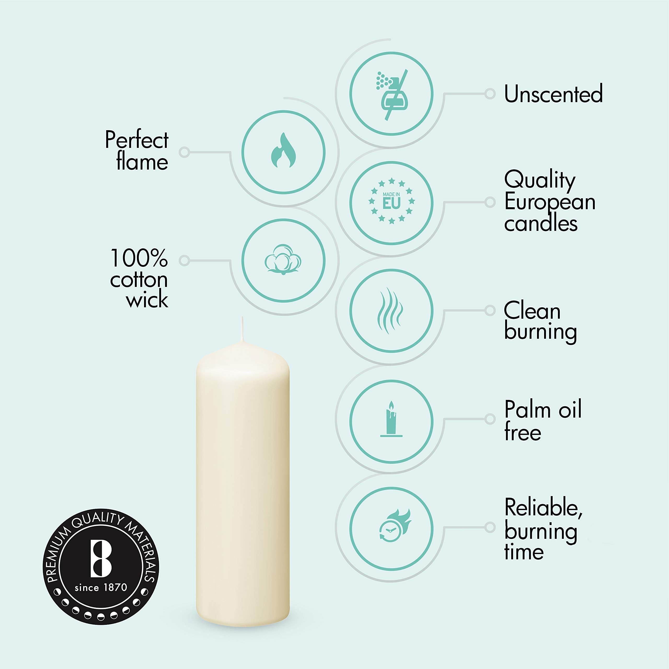 Bolsius candle held in hand to show 2x6 scale benefit: accurate size perception
