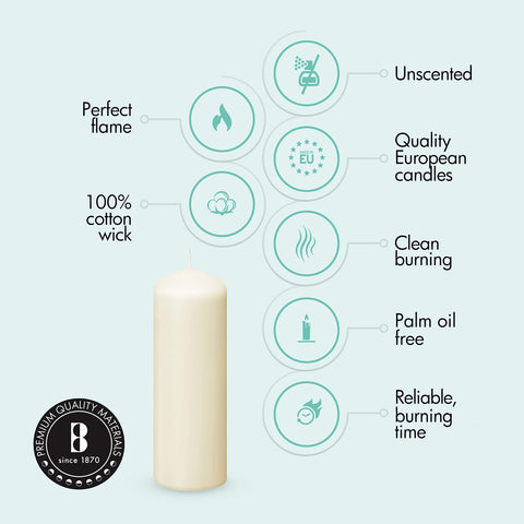 Bolsius candle held in hand to show 2x6 scale benefit: accurate size perception