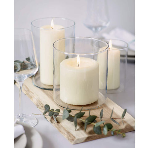 Bolsius 2x3 inch candle beside a ruler to show scale and compact pillar dimensions