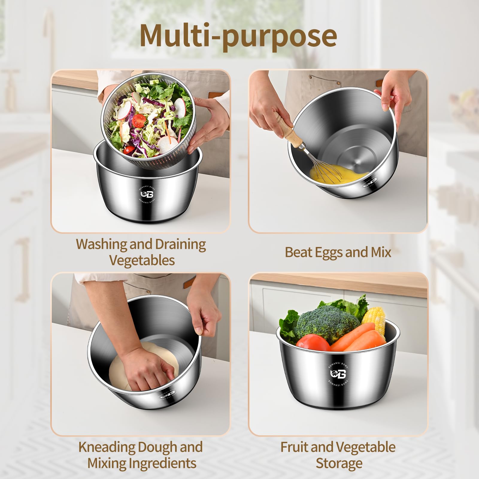 BOMANSI BOMS size scale with vegetables showing 5.3 quart capacity for family-sized batches
