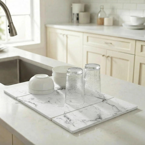 BOMOKS mat folded and stored in a cabinet demonstrating compact storage benefit