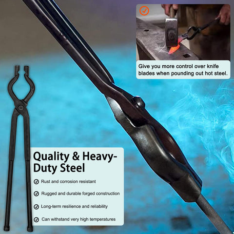Bonbo tongs clamping a railroad spike demonstrating secure grip and leverage