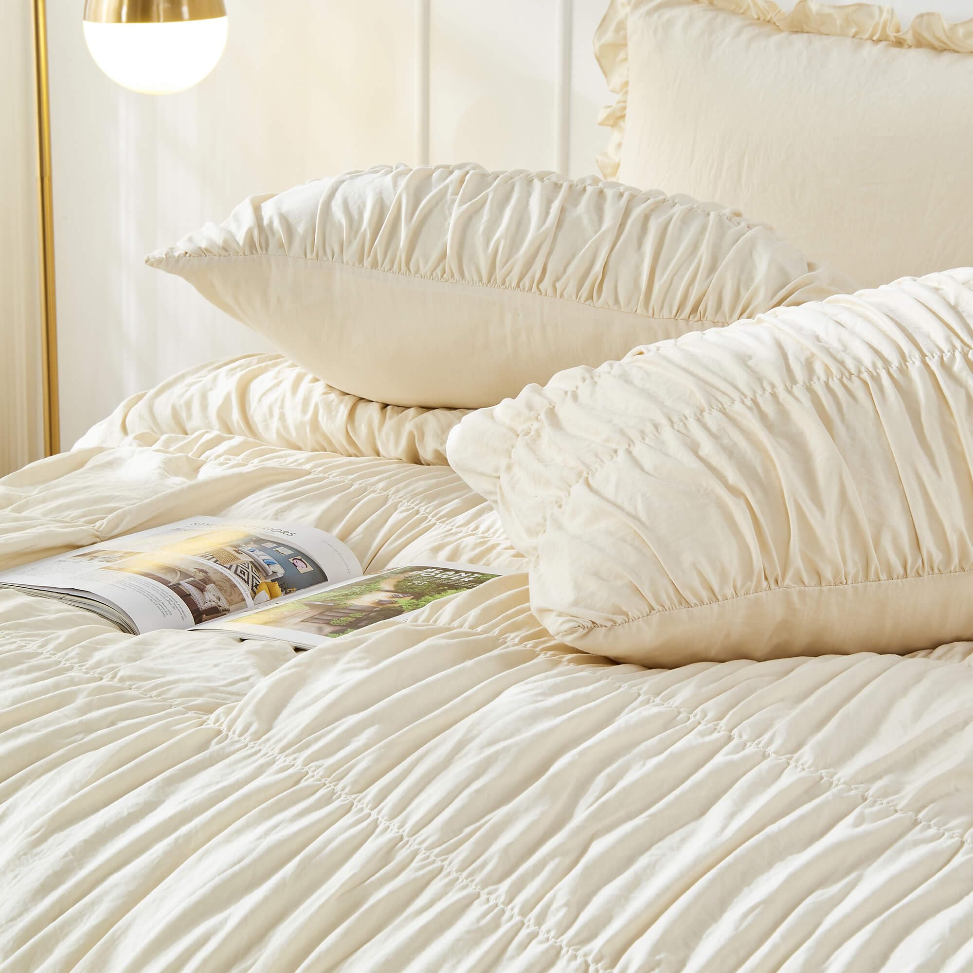Bonlino styled on a bed in a boho room for visual inspiration