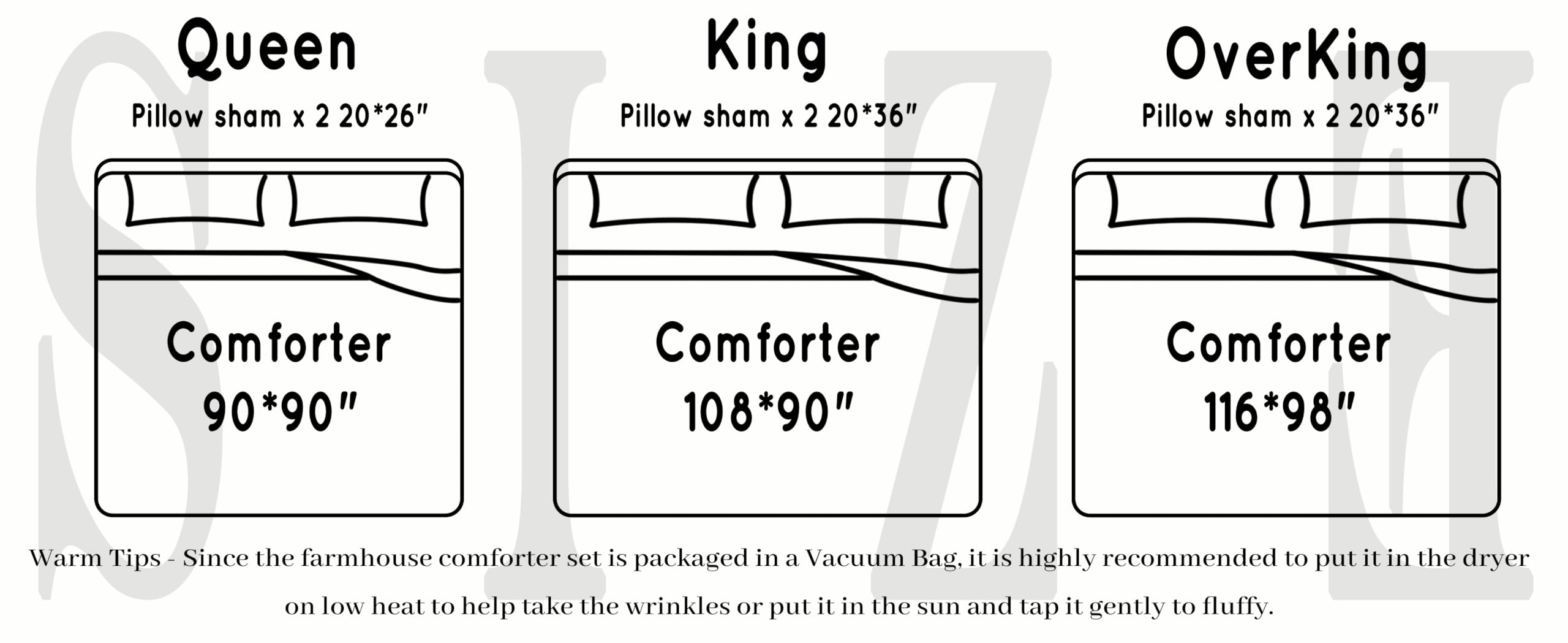 Bonlino comforter on king mattress showing true scale