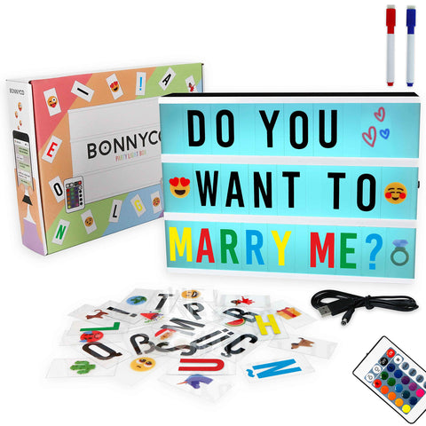 BONNYCO front view of cinema light box showing message and bright benefit