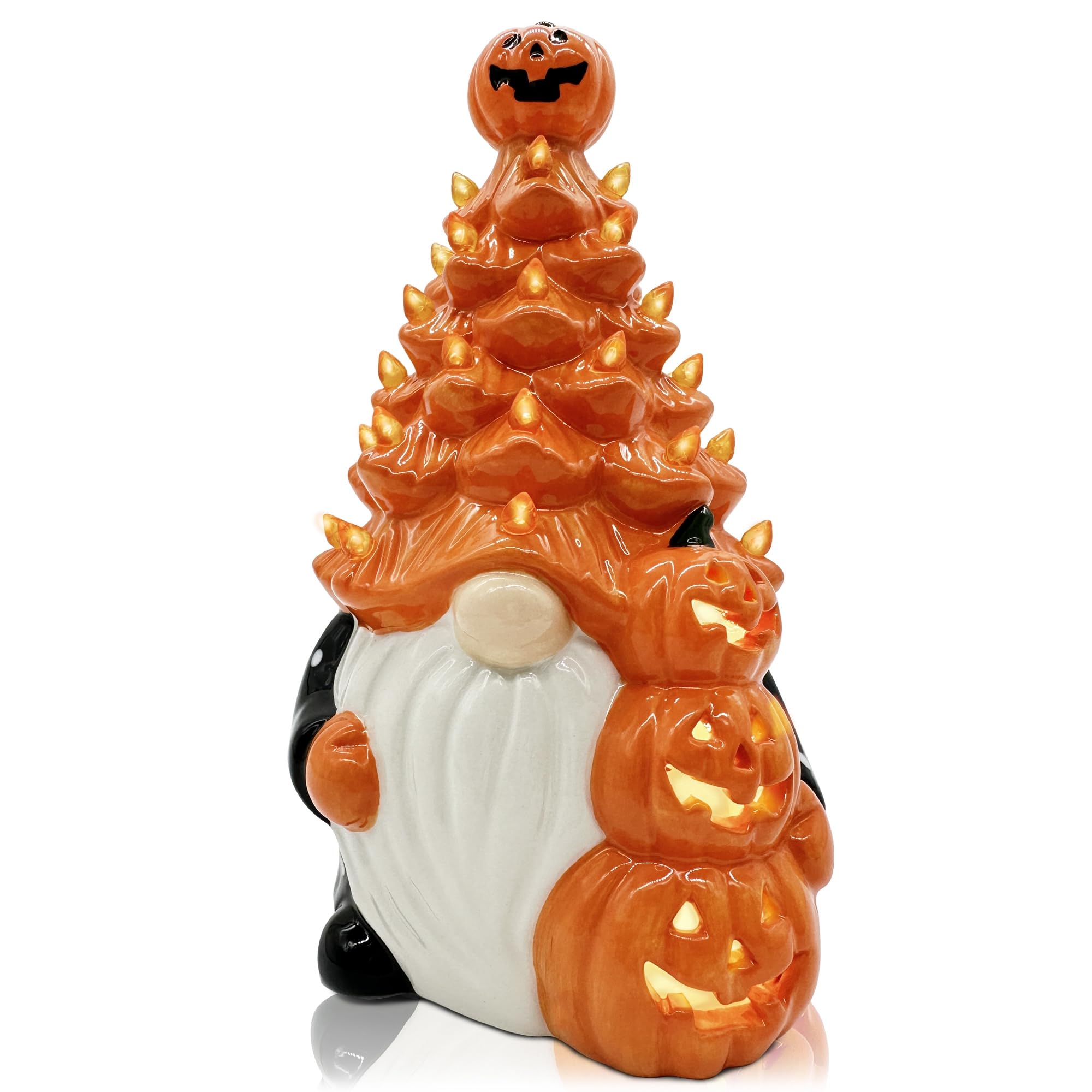 Bonsai Tree front view showing bright orange glaze and shape for instant seasonal color
