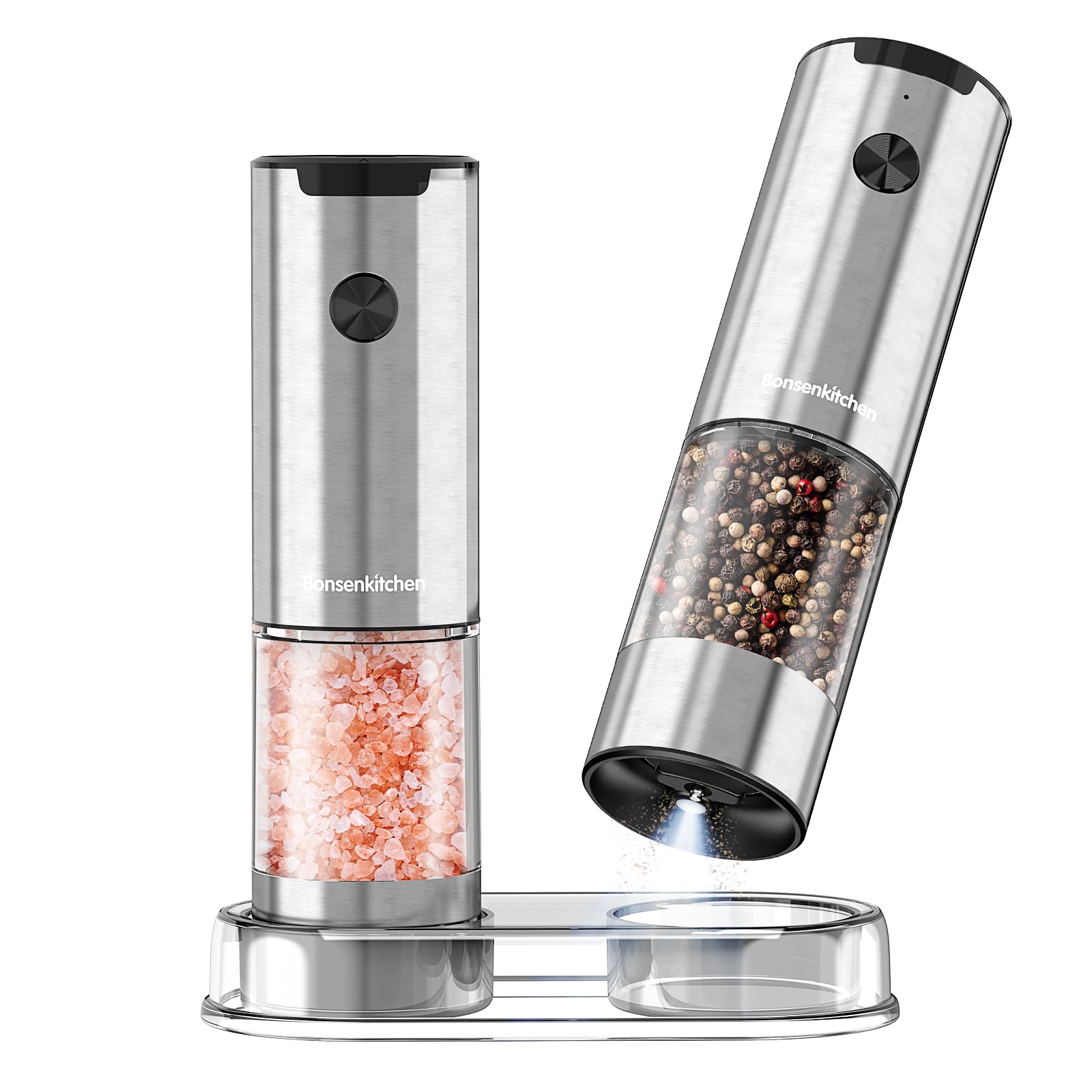 Bonsenkitchen front view of grinder set showing sleek design and controls
