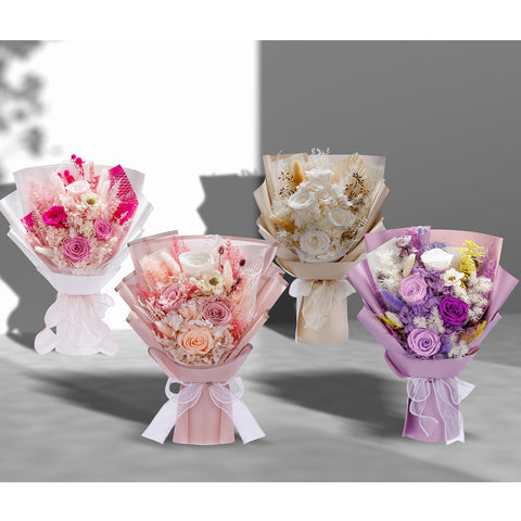 Bonsion gift box unwrapped revealing presentable preserved roses