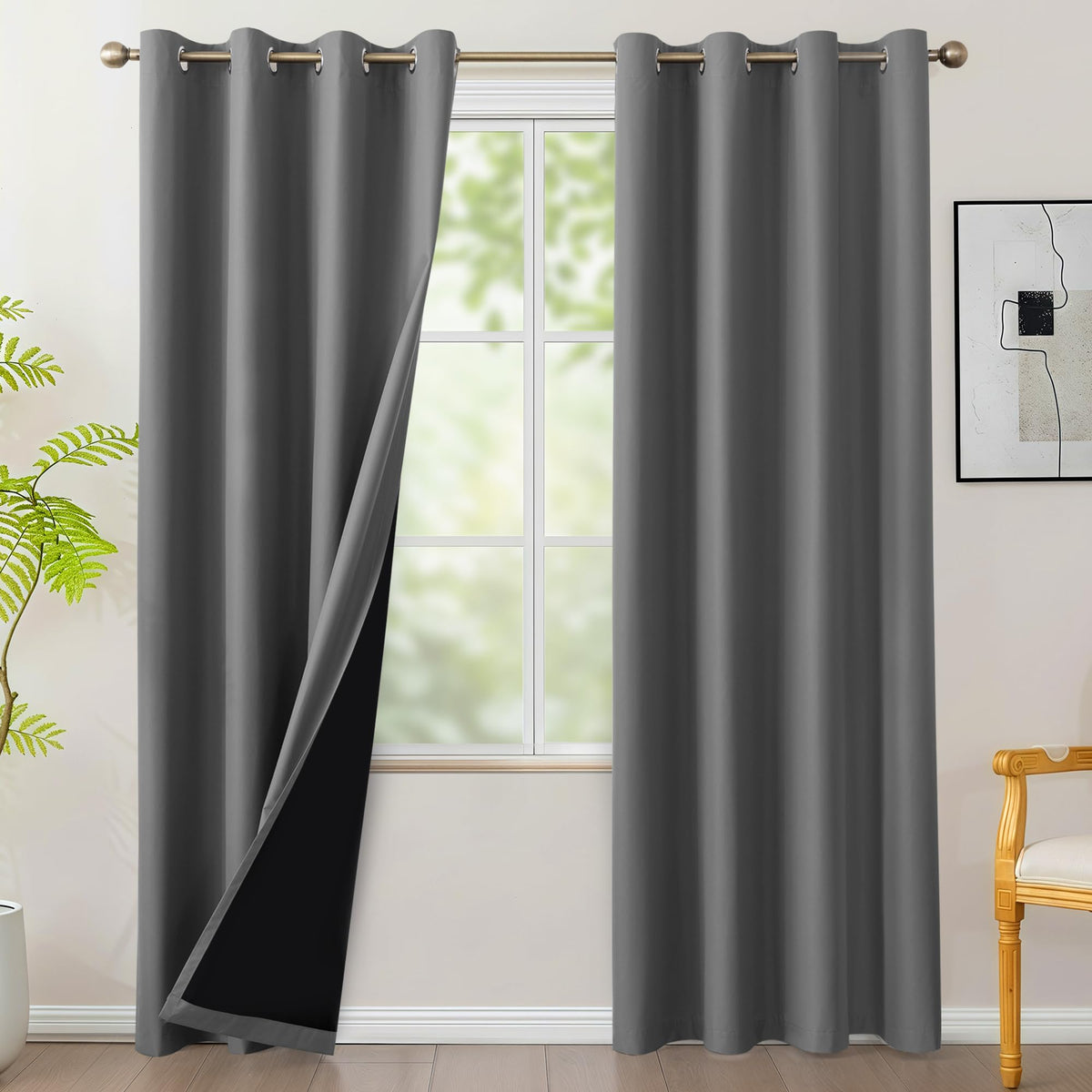BONZER front view of four grommet panels showing full blackout and sleek finish